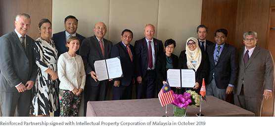 Reinforced Partnership signed with Intellectual Property Corporation of Malaysia in October 2019