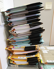 Stack of paper files