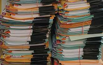 Stacked paper files