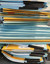 Stacked paper files